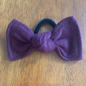 Purple/Maroon knitted bow hair tie NWOT